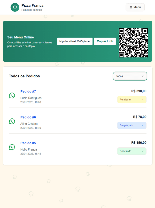 Painel de monitoramento de pedidos